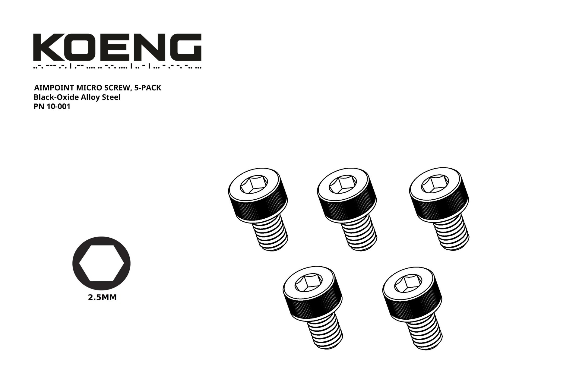 KOENG AIMPOINT MICRO SCREW, 5-PACK, PN 10-001