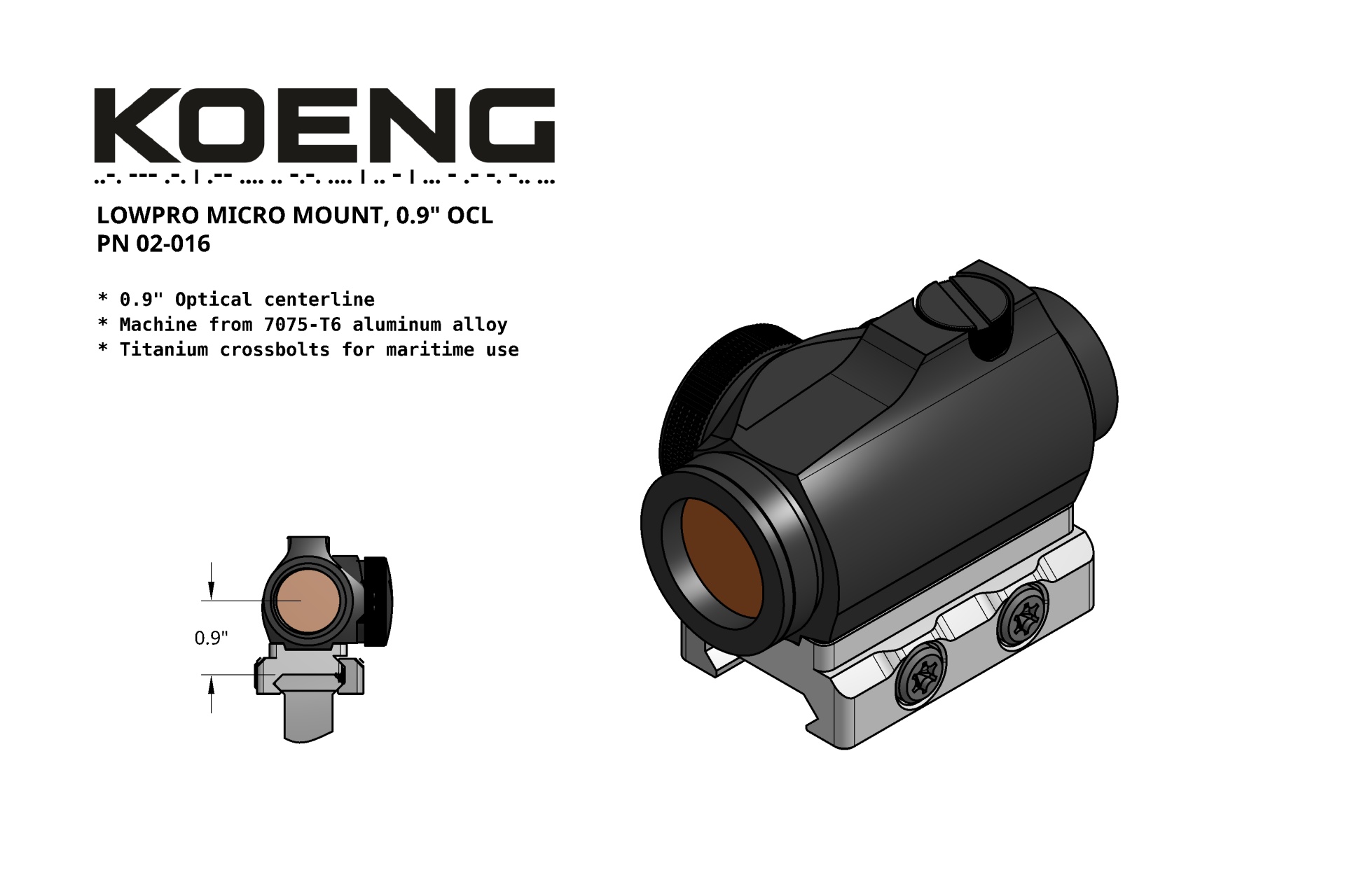 KOENG LOWPRO MICRO MOUNT, PN 02-016