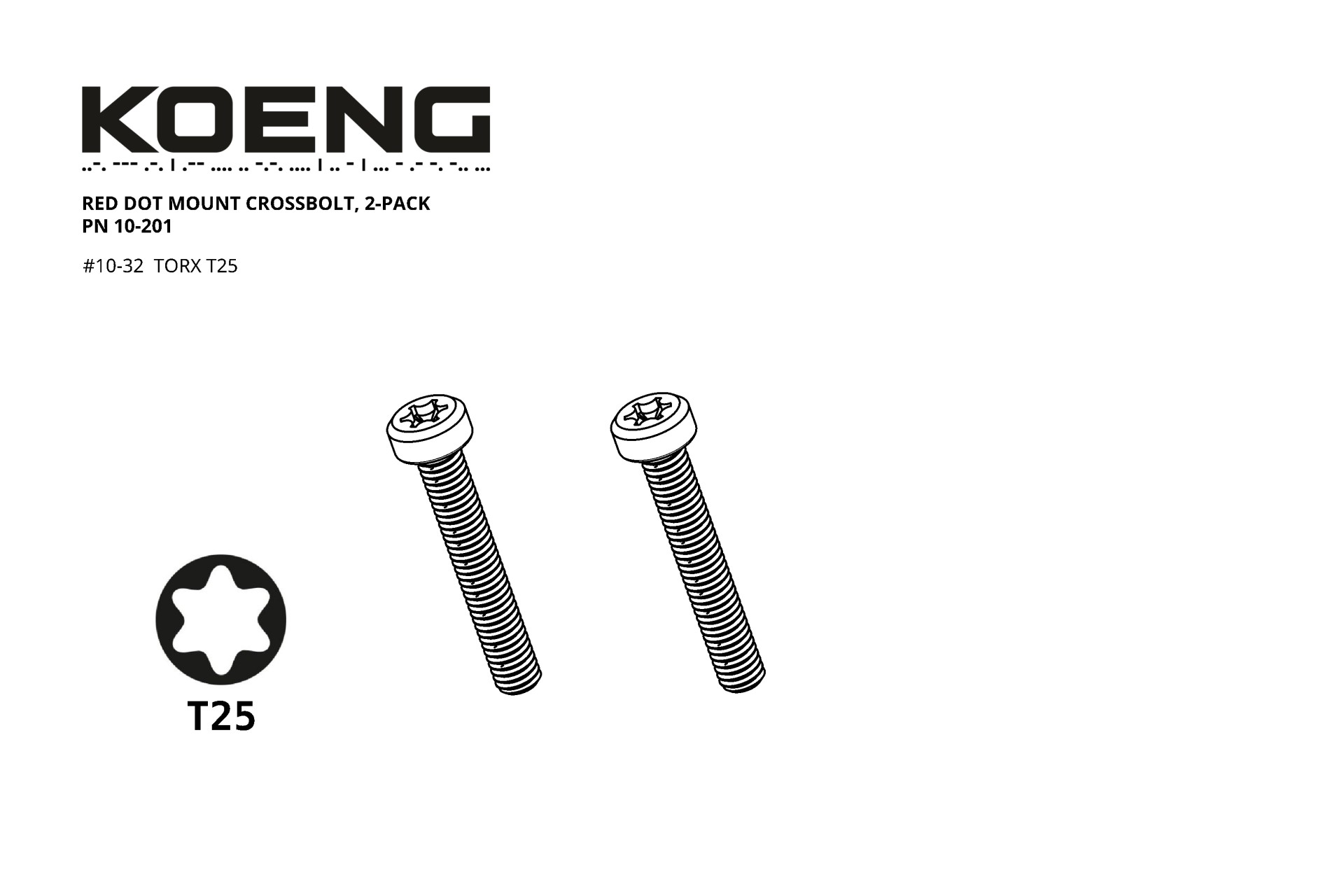 KOENG RED DOT MOUNT CROSSBOLT, 2-PACK, PN 10-201